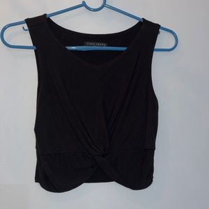 Black tie front crop top